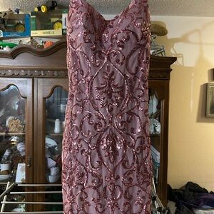 Windsor Rose Pink Sequin-Embellished Mini Dress